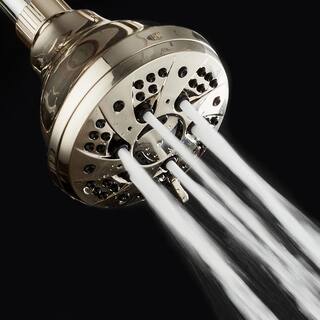 AquaDance 6-Spray 4 in. Single Wall Mount Fixed Adjustable Shower Head in Brushed Nickel 9701