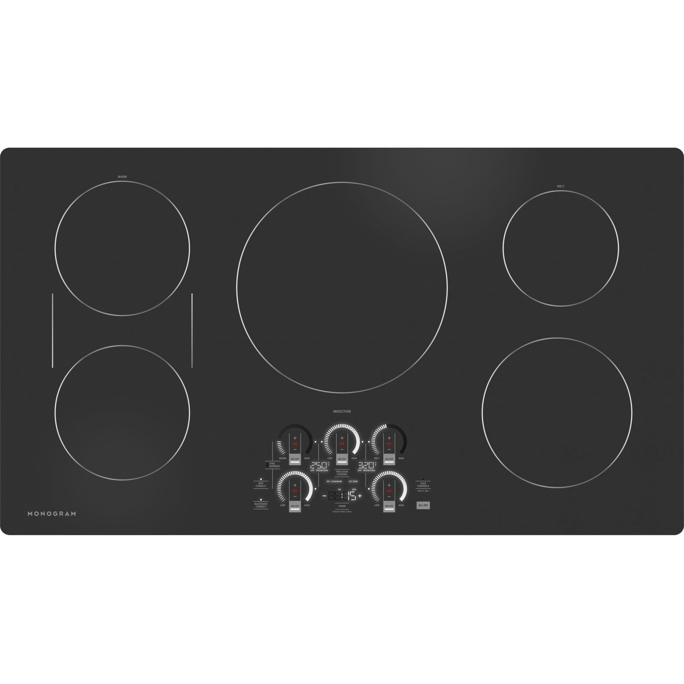 Monogram 36-inch Built-in Induction Cooktop with Wi-Fi Connect ZHU36RDTBB