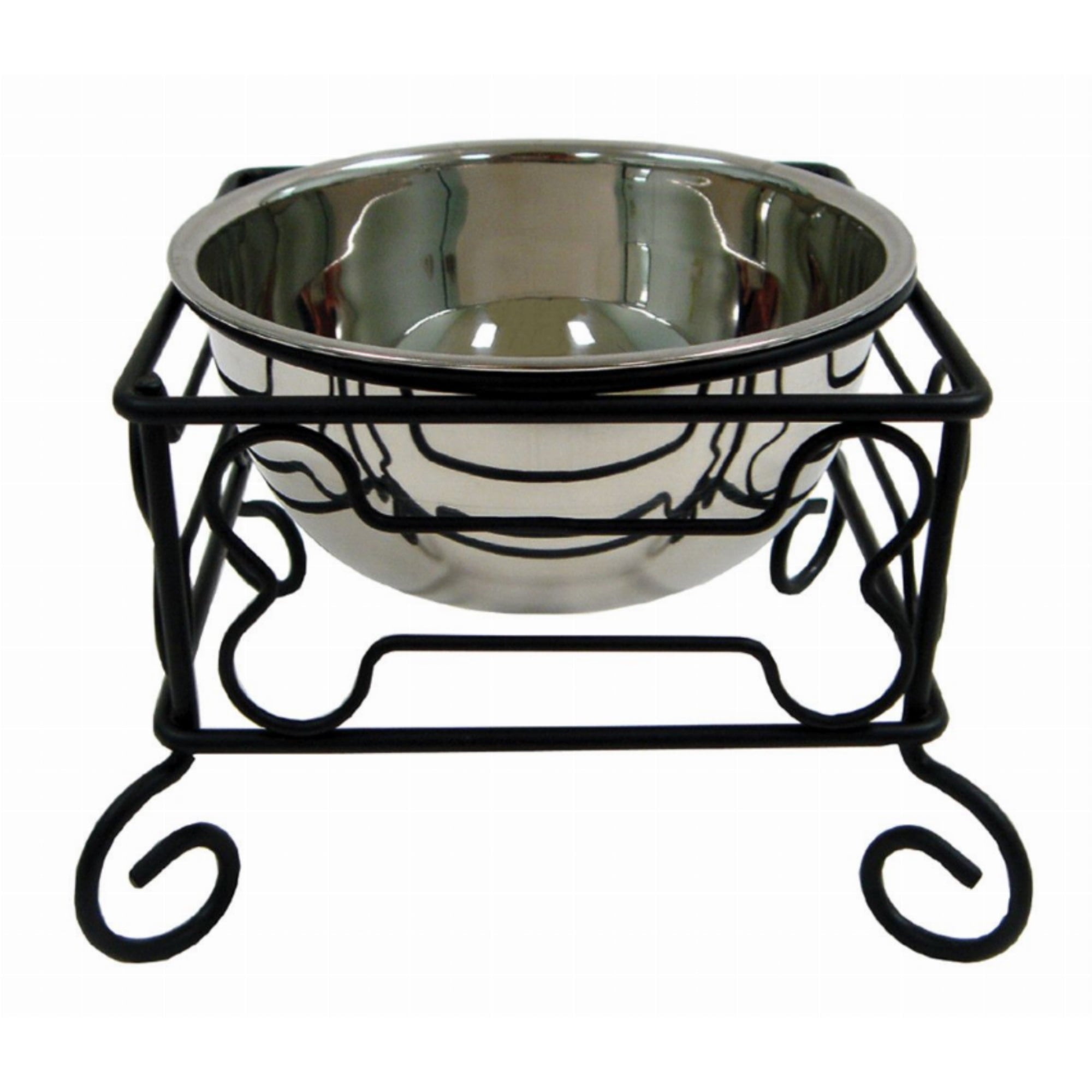 YML Wrought Iron Stand with Single Stainless Steel Feeder Bowl