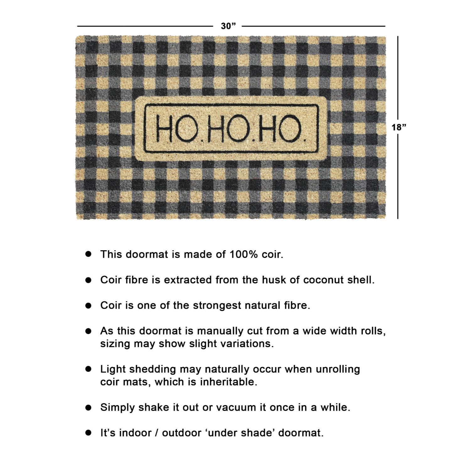 RugSmith Ho Ho Ho Plaids Doormat - 18'' x 30''