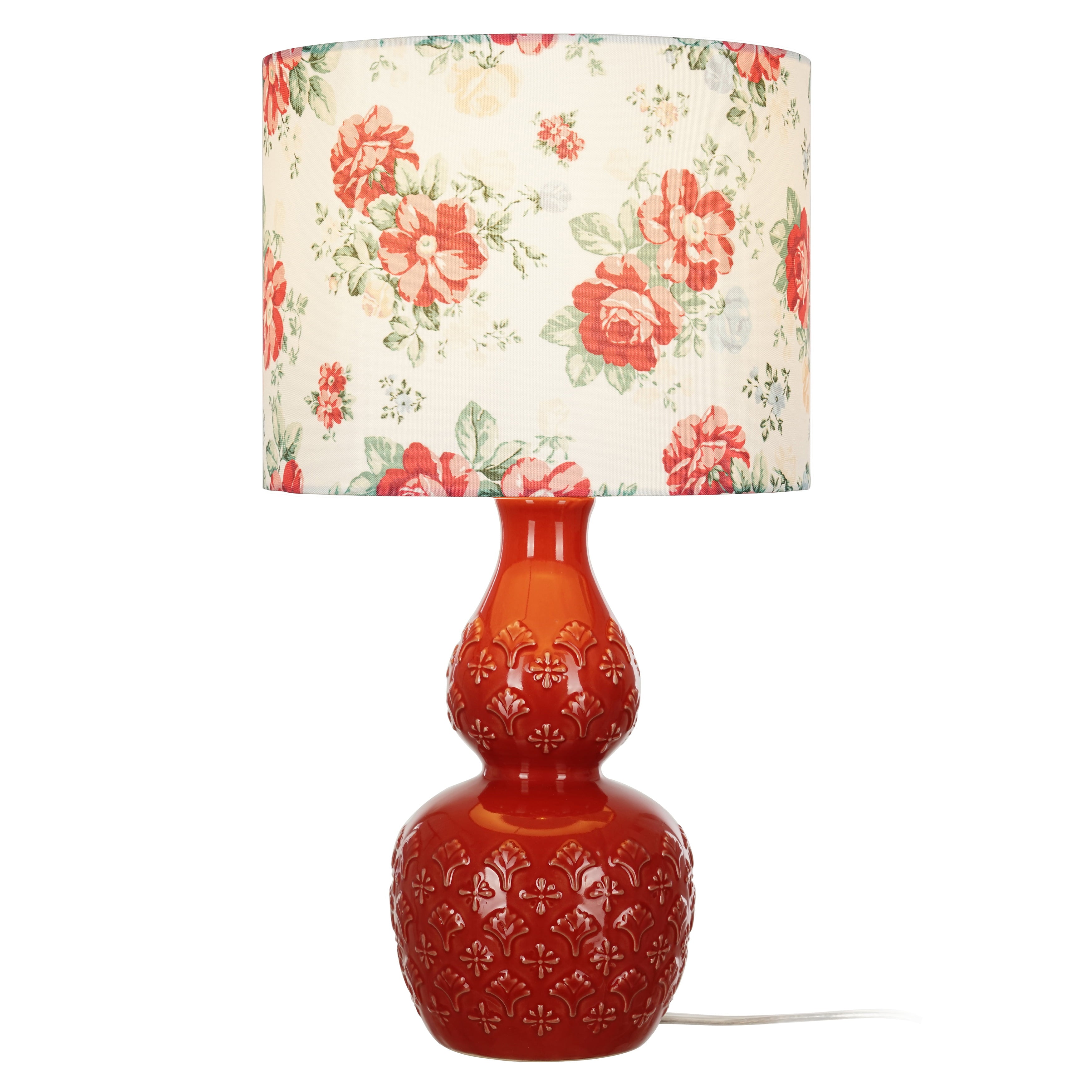 The Pioneer Woman Vintage Floral Table Lamp, Red Finish