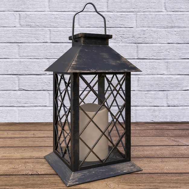 Hastings Home Solar Powered Led Lantern Antique Bronze