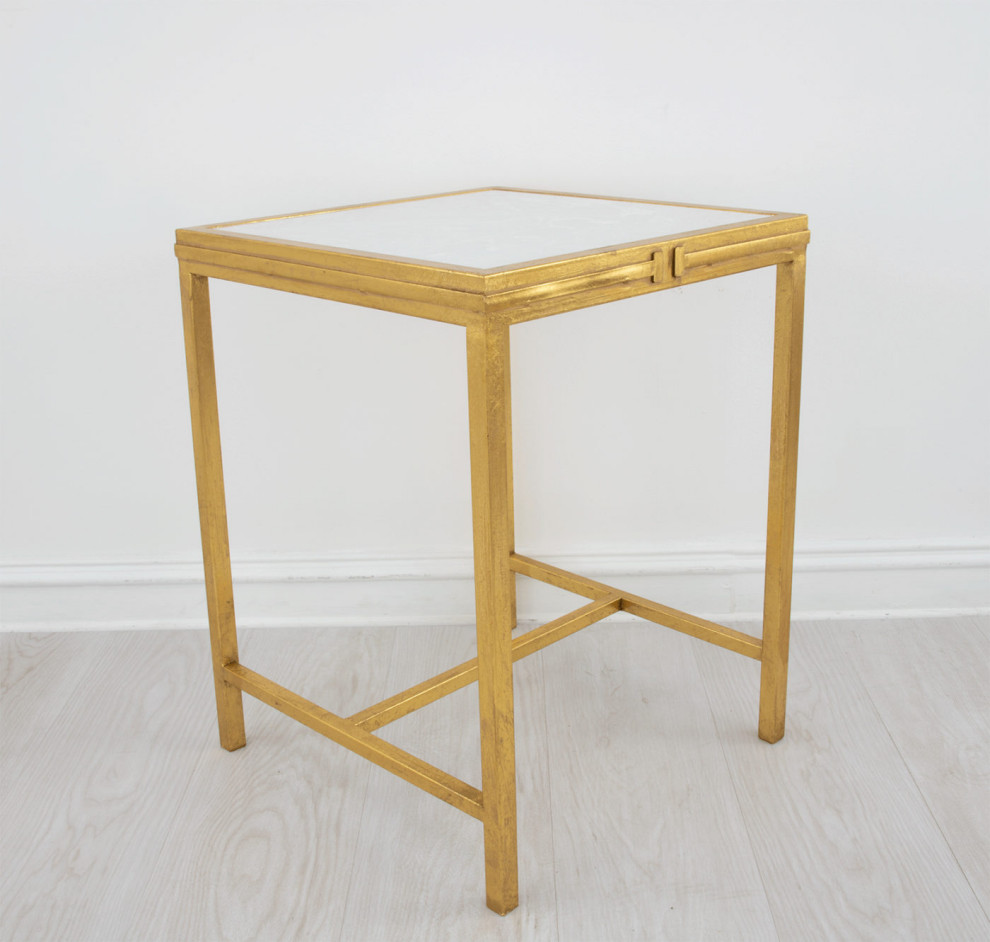 Tamas Champagne  ampGold Side Table   Contemporary   Side Tables And End Tables   by Rustic Home Furniture Deco  Houzz