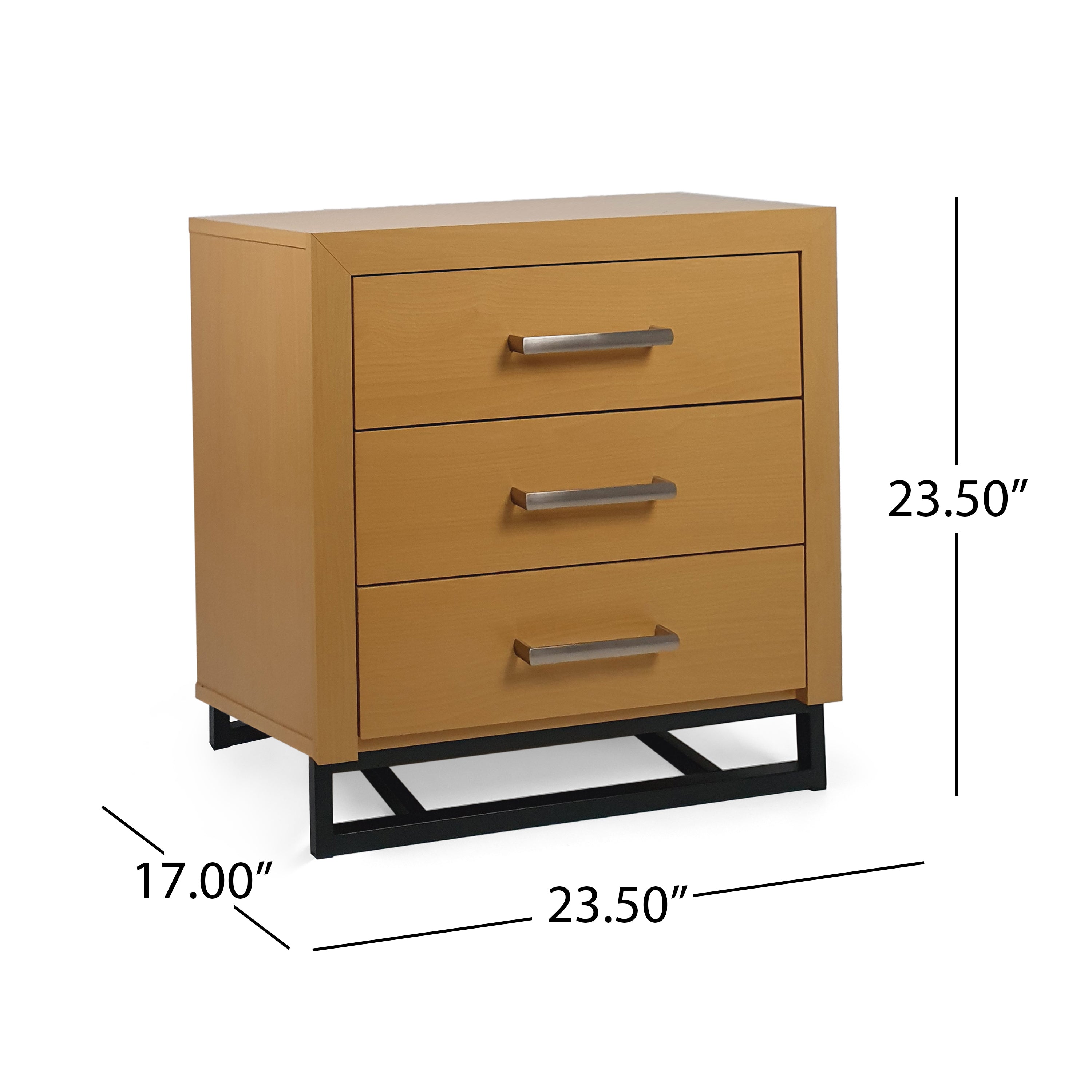 Borah Contemporary Faux Wood 3 Drawer Nightstand