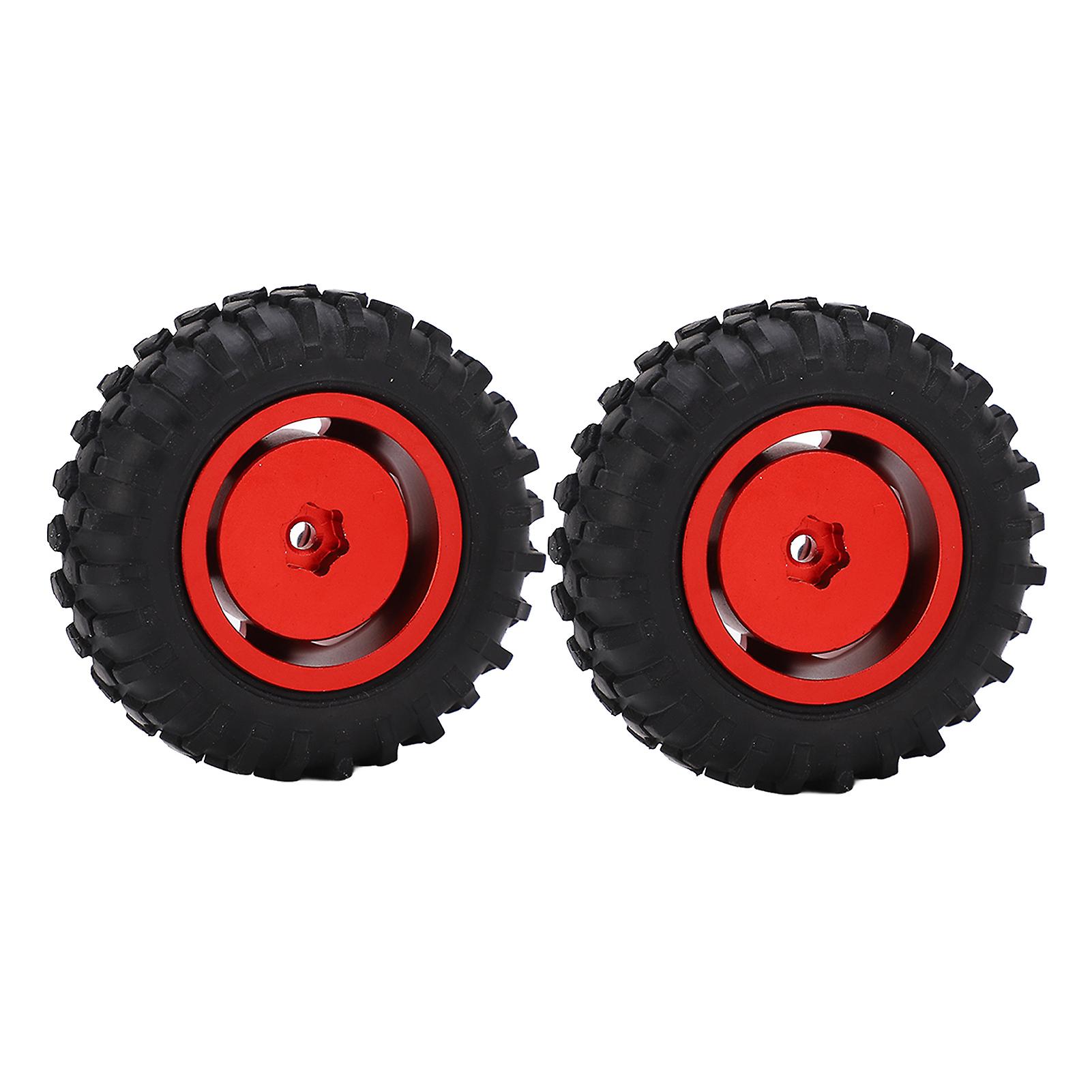 2pcs/set 55mm Metal Wheel Rims Tires Set For Axial Scx24 1/24 Rc Car Wheel Rim Rubber Tyrered