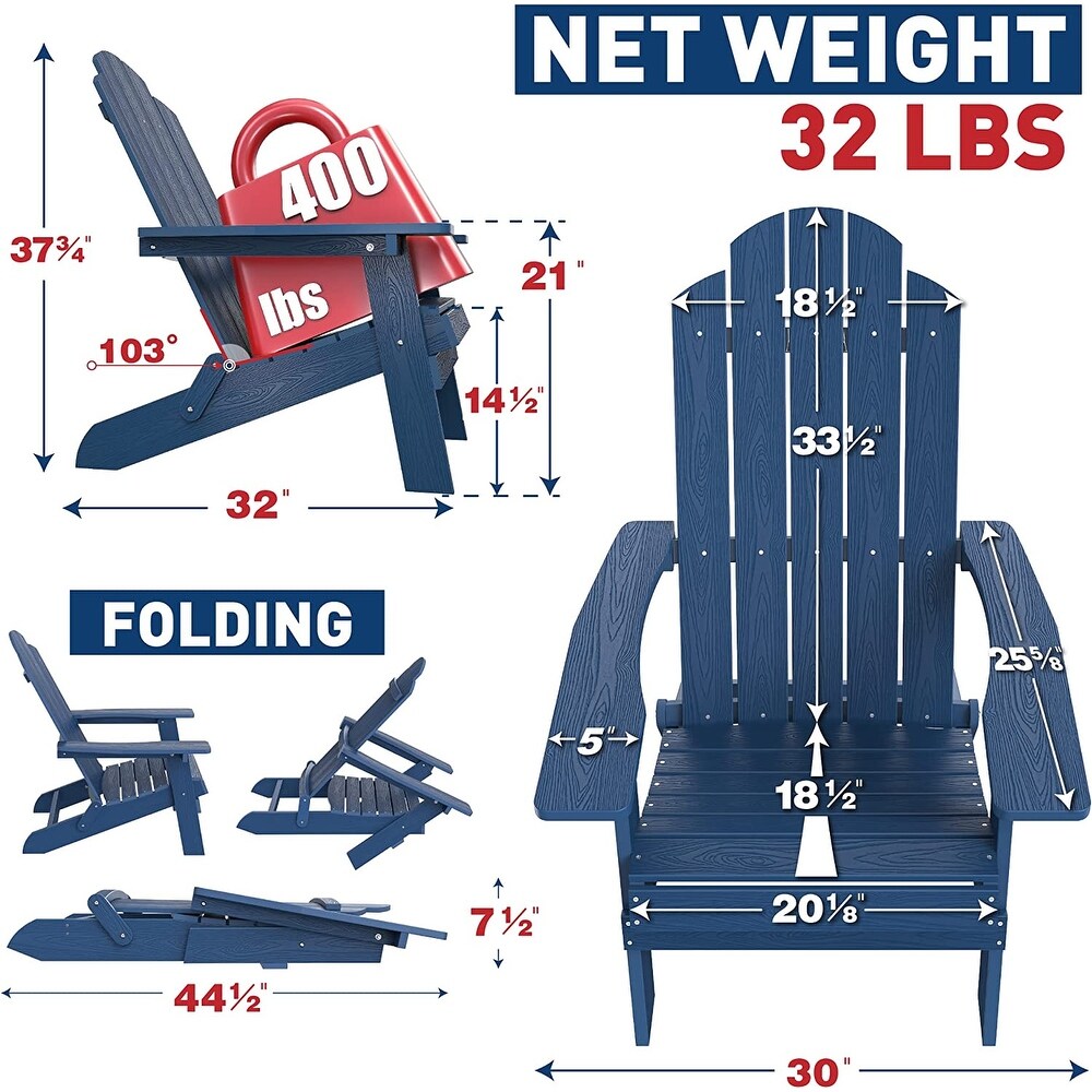 WINSOON  Weather HIPS Outdoor Folding Adirondack Chair Outdoor Garden Patio Chair