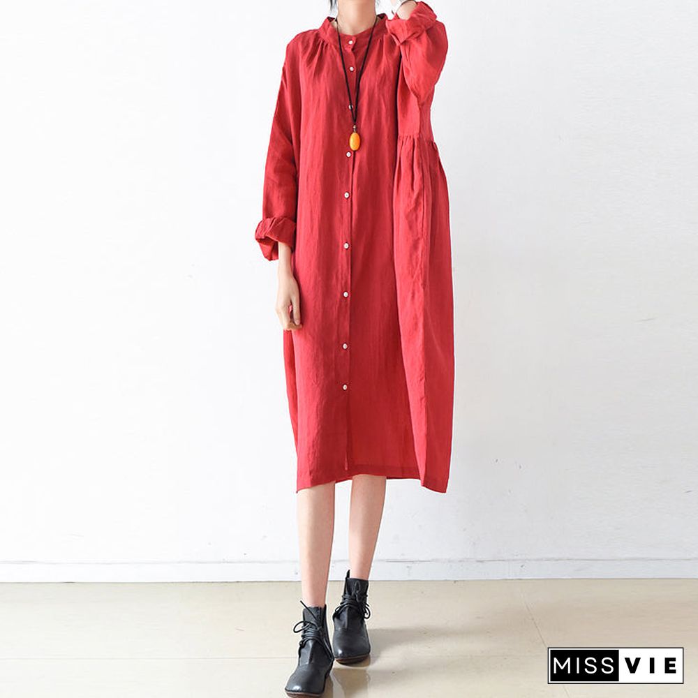 fall Plus size linen dresses cute linen shirt dress maternity dresses