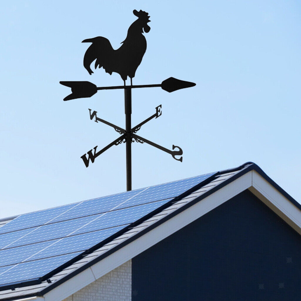 Rooster Weathervane Shed Mount Wind Direction Indicator Farm Scene Ornament