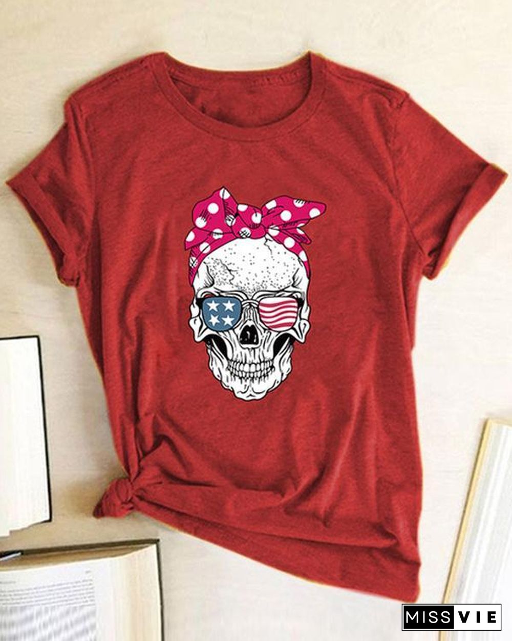 Skull Women Printed Daily T Shirt Tee