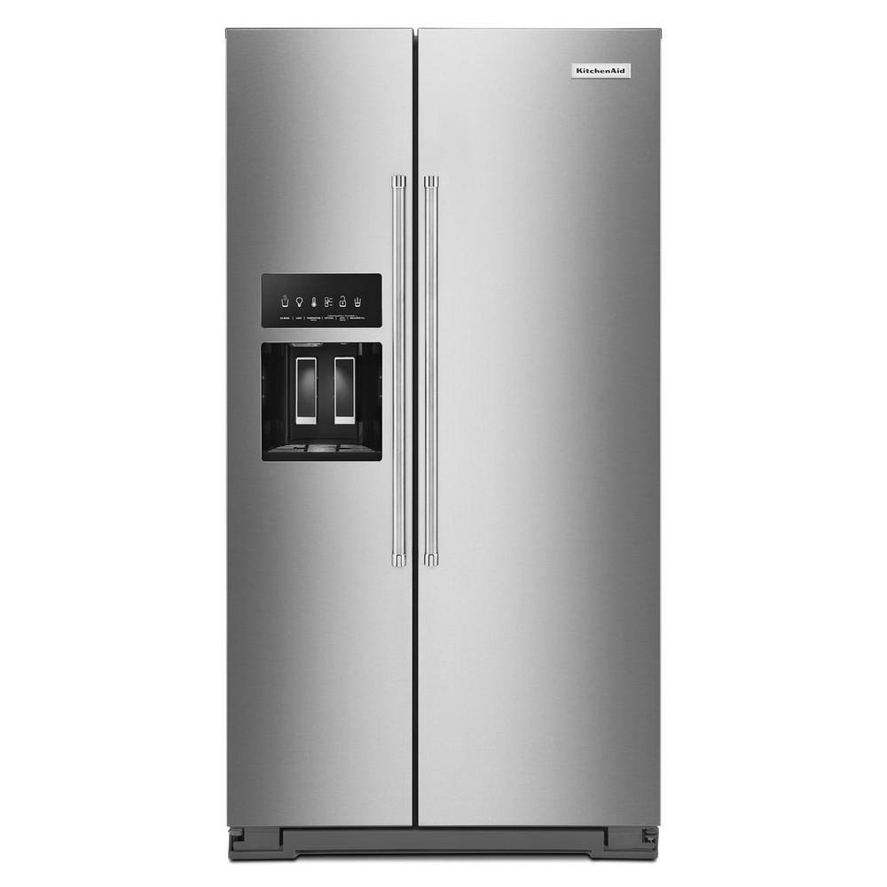 KitchenAid 19.8 cu. ft. Side by Side Refrigerator in Stainless Steel with PrintShield Finish Counter Depth KRSC700HPS