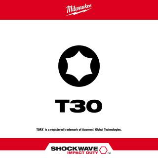 MW SHOCKWAVE Impact Duty 3-12 in. T30 Torx Alloy Steel Screw Driver Bit (2-Pack) 48-32-4680