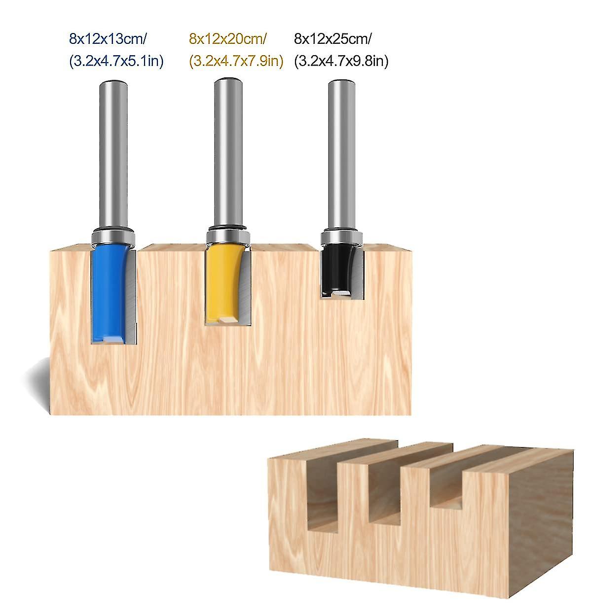 3pcs 8mm Carbide Mills With Top Bearings， Strong Profile Mills For Flat Carbide Milling Woodworking Diy Cuts