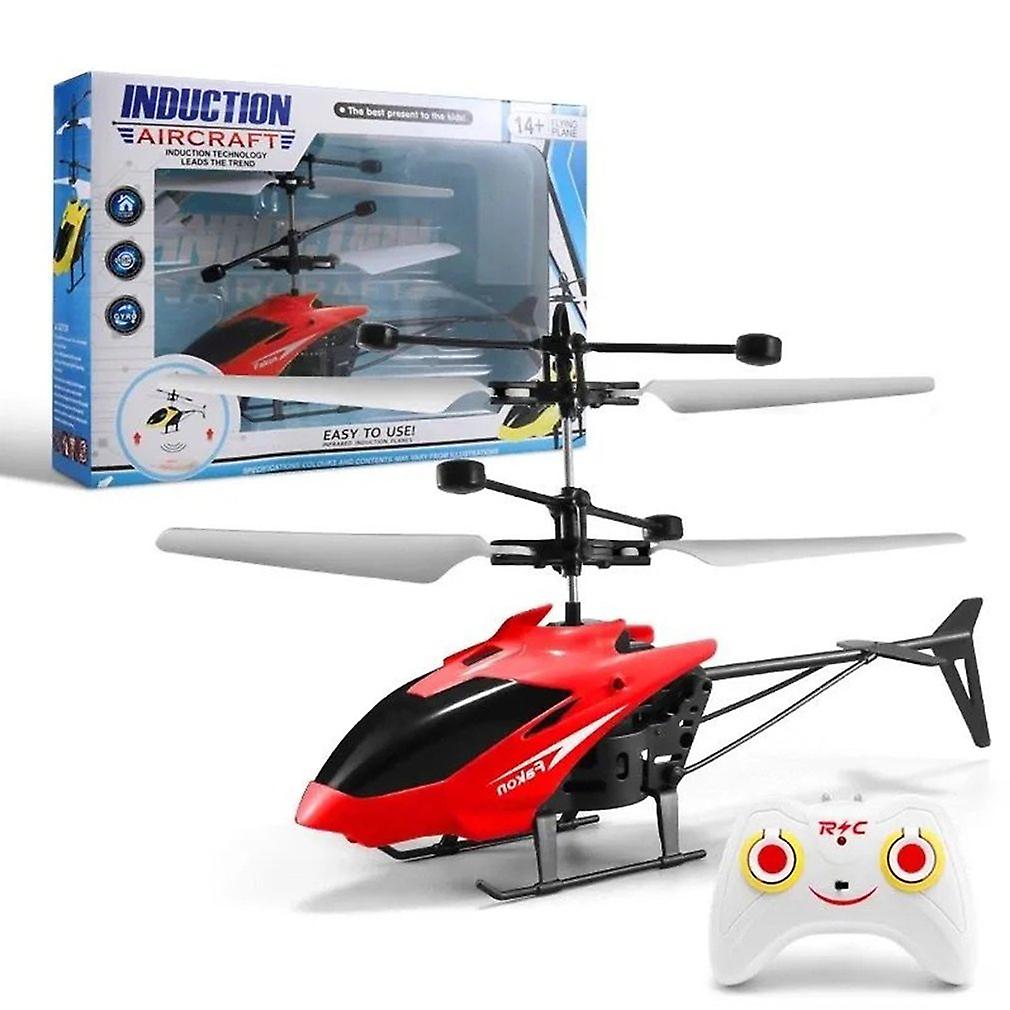 Flying Mini Guide Airplane Remote Control Airplane Helicopter Children Plastic Flashing Light Red Toy