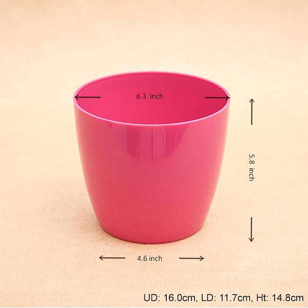 6.3 inch (16 cm) Valencia 16 Round Plastic Planter (Dark Pink) (set of 6)