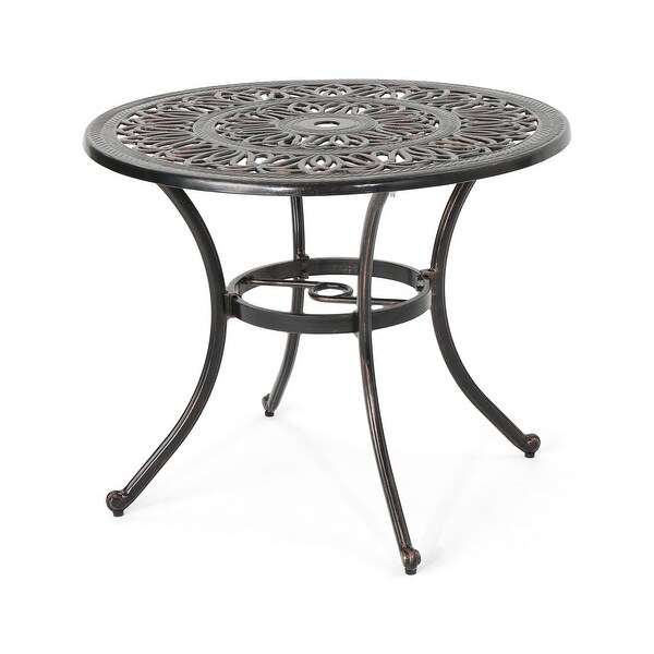 Tucson Outdoor Round Cast Aluminum Dining Table by Christopher Knight Home