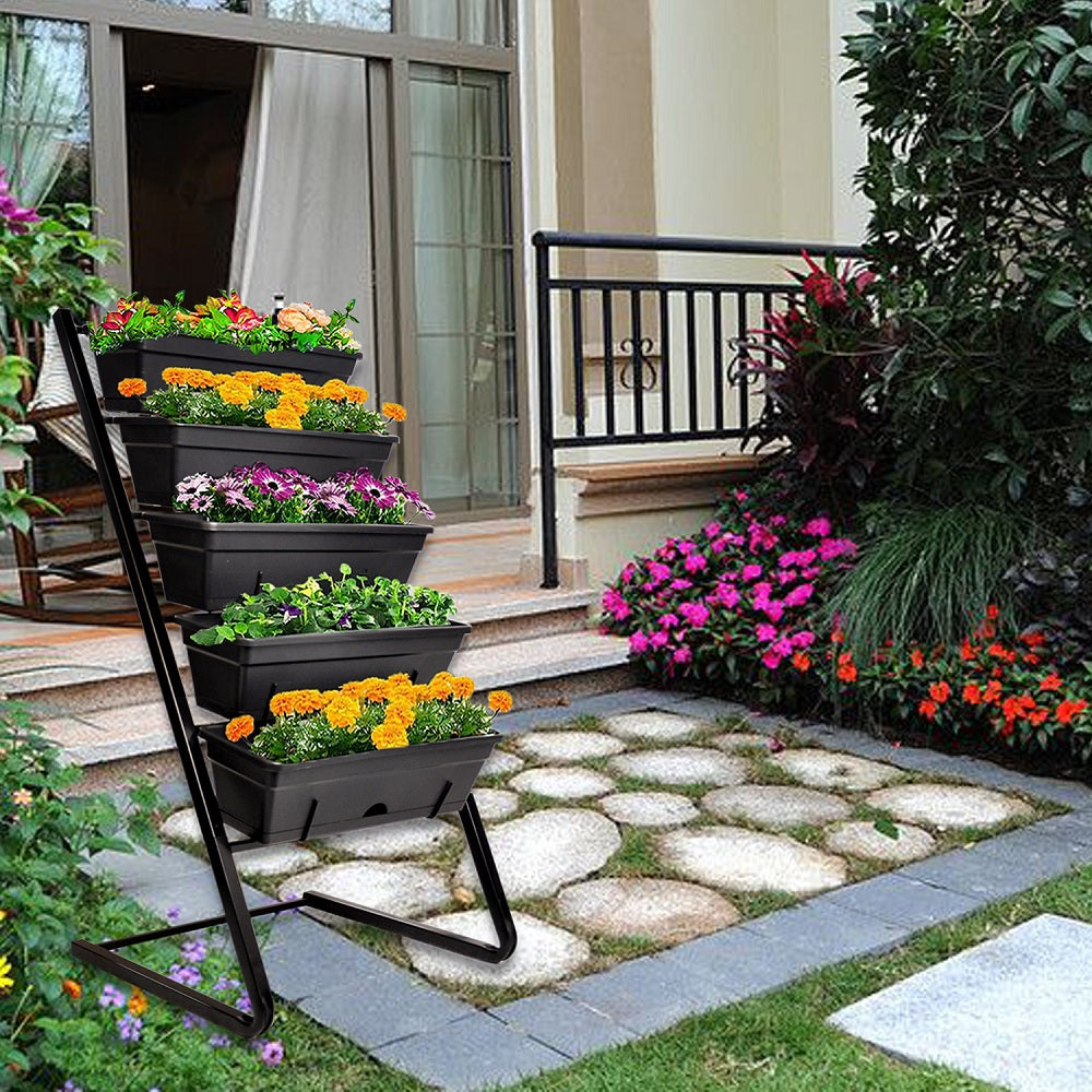 Raised Garden Bed - Vertical Garden Freestanding Elevated Planters 5 Container Boxes - Good Patio Balcony Indoor Outdoor