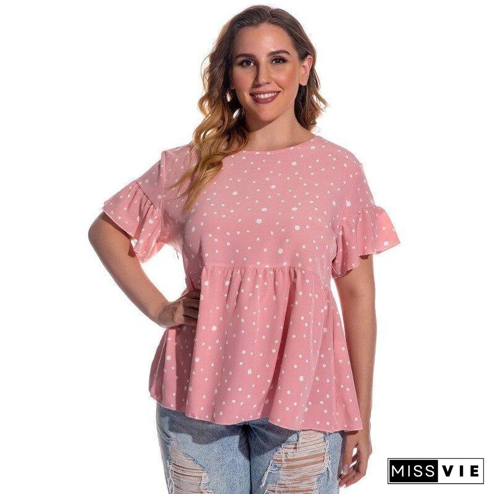 Summer Oversized T-shirt Women Plus Size Tops Print Dot Tshirts Oversize Loose T Shirt Tee Shirt Female 4XL