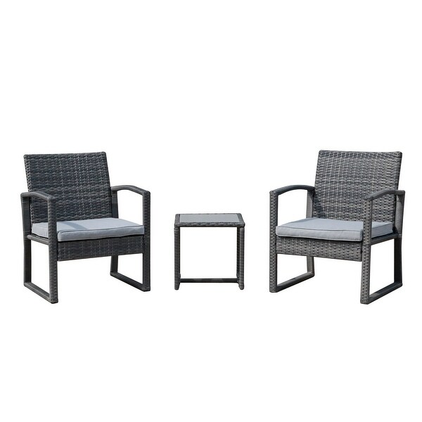 3-pc. Outdoor Cushioned Wicker Chat Set - Overstock - 32465550