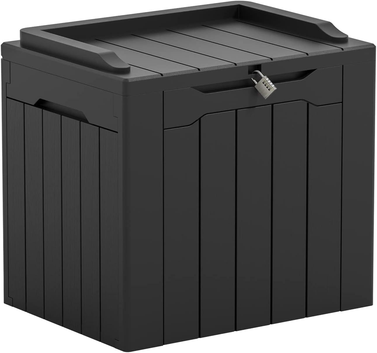 Greesum 31 Gallon Resin Deck Box Large Outdoor Storage for Patio Furniture, Garden Tools, Pool Supplies, Weatherproof and UV Resistant, Lockable, Dark Black