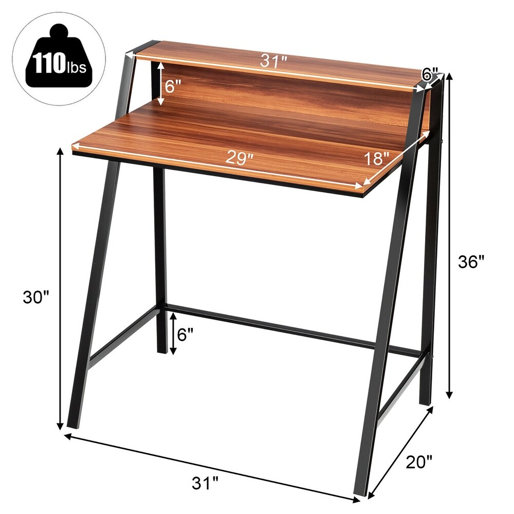 Costway 2 Tier Computer Desk PC Laptop Table Study Writing Home Office