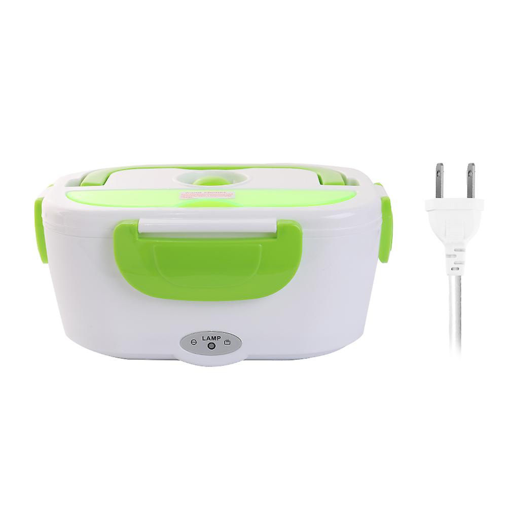 Green Us Plug Multifunctional Portable Electric Heating One-piece Separated Lunch Box Food Container Warmer With A Spoon