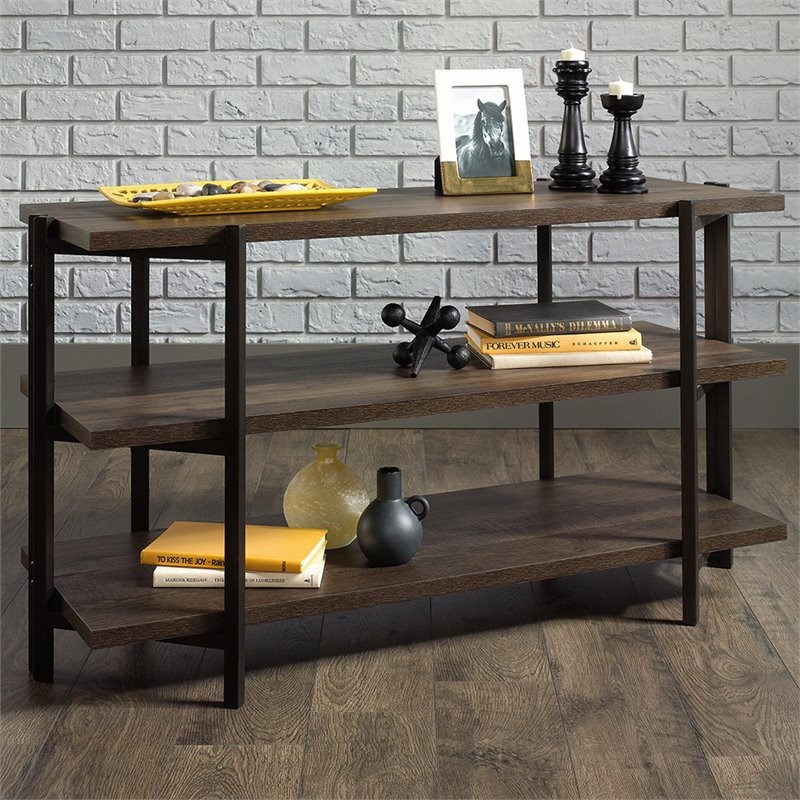 Sauder North Avenue Engineered Wood TV Stand in Smoked Oak Finish   Industrial   Console Tables   by Buildcom  Houzz