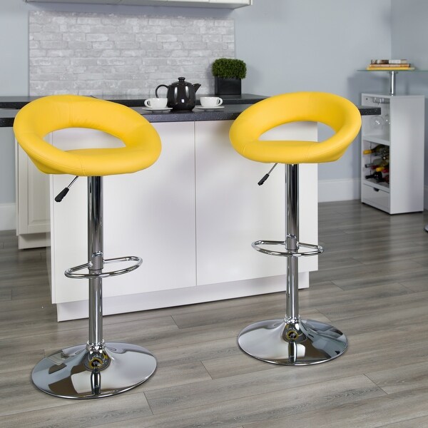 Contemporary Vinyl Rounded Orbit-style Height-adjustable Barstool - 32 - 40.75