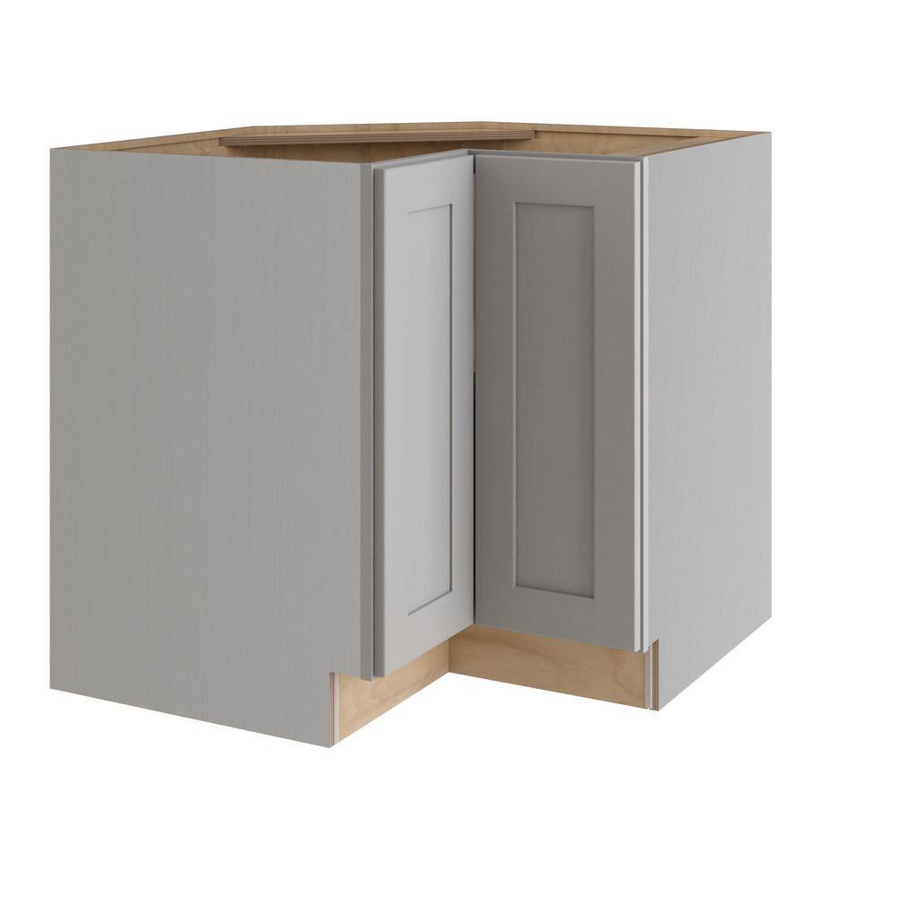 Home Decorators Collection Tremont Assembled 36x34.5x24 in. Plywood Shaker Lazy Suzan Base Corner Kitchen Cabinet Left in Painted Pearl Gray EZR36SSL-TPG