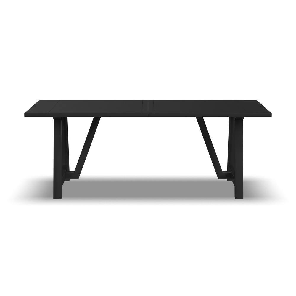 HOMESTYLES Rectangular Black Wooden 82 in. Trestle Base Dining Table Seats 8 5921-31