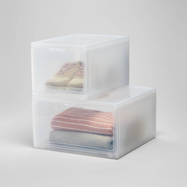 Stackable Large Bin Front Opening Clear Plastic