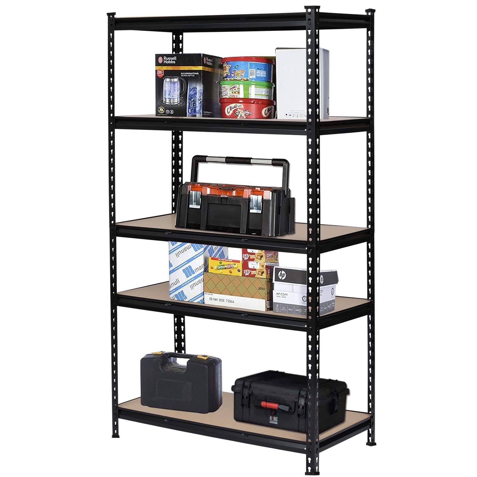 Zimtown 5-Shelf Steel Shelving Garage Storage Rack Organizer Black, 43