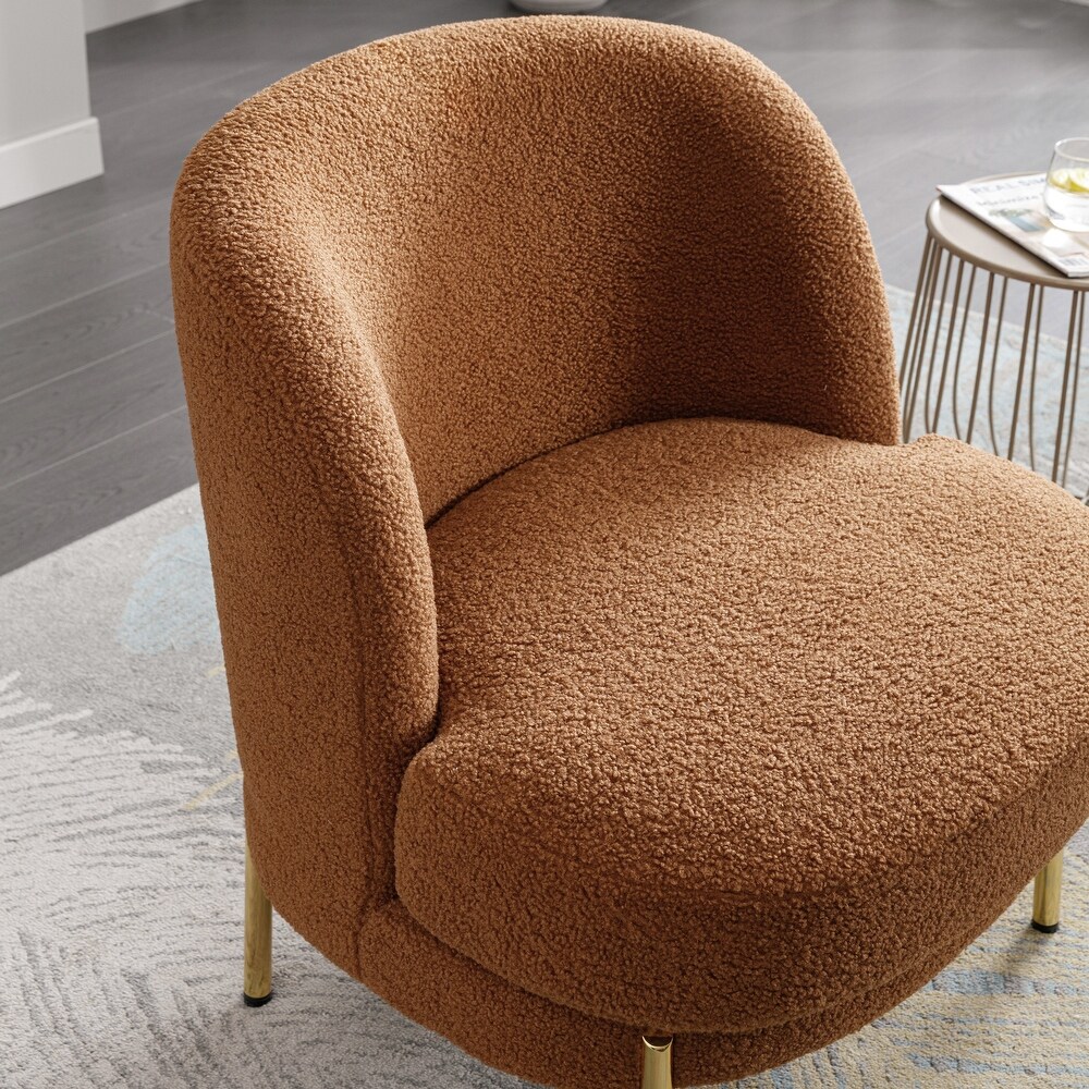 Boucle Upholstered Accent Chair With Gold Legs