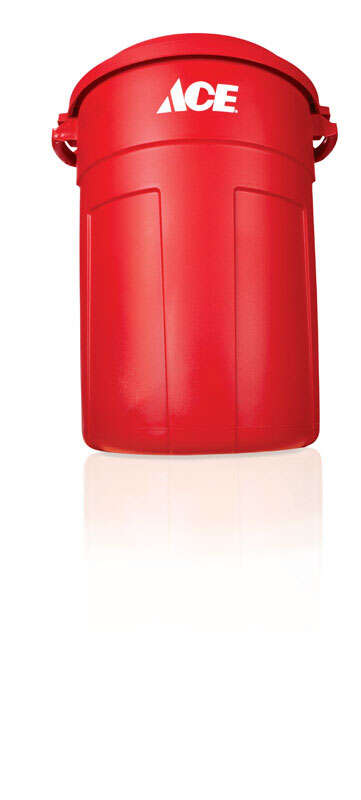 Ace Red 32 Gallon Plastic Outdoor Garbage Can with Lid