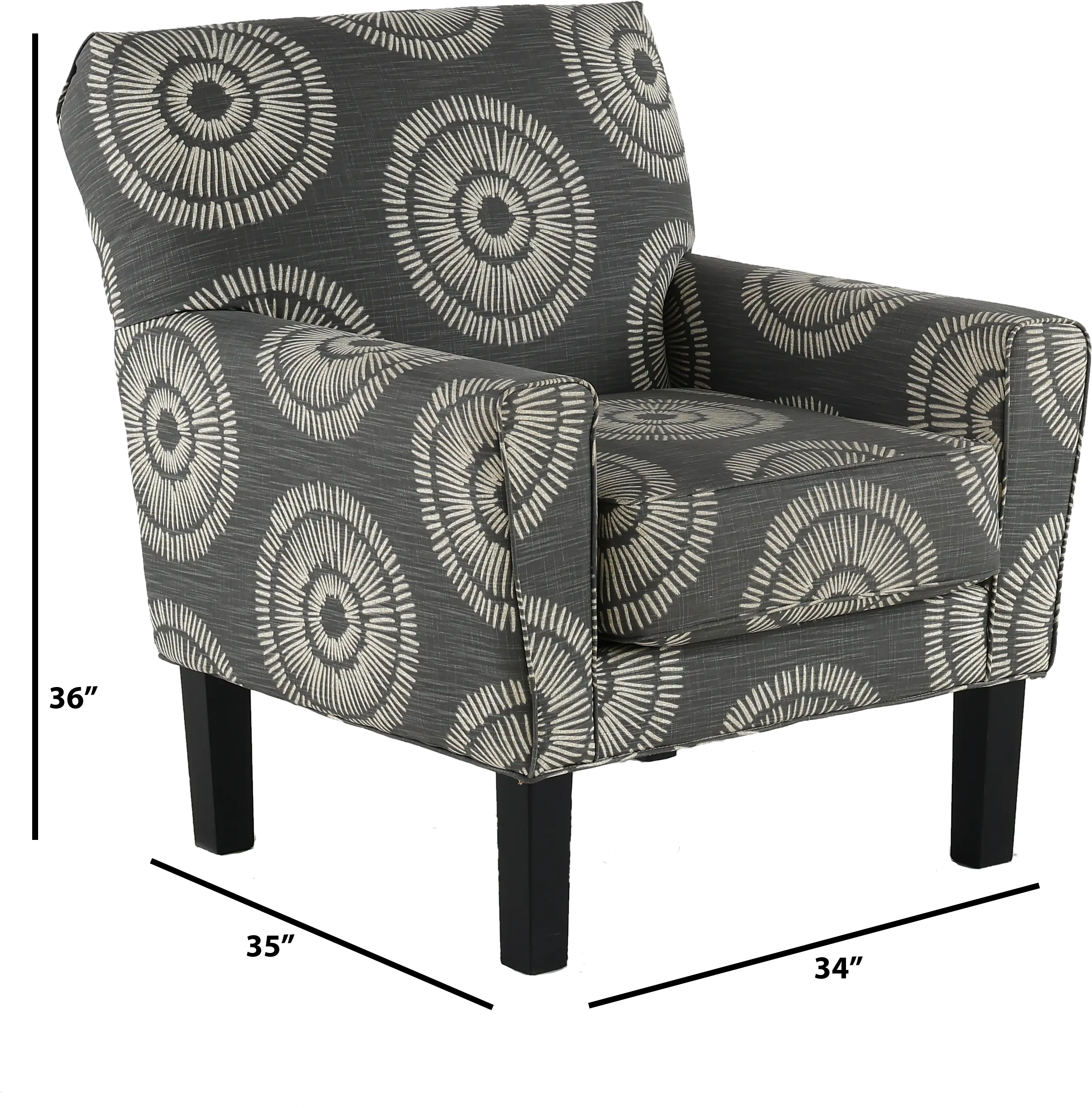 Raven Sunburst Gray Accent Chair