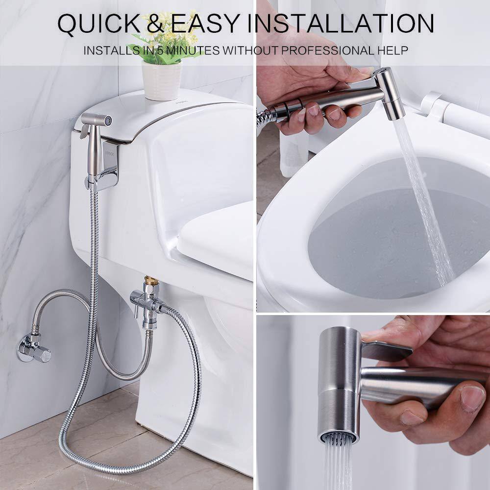 Tidoin Non- Electric Bidet Sprayer Bathroom Accessory Bidet Attachment with Hose in. Silver Mex-YDW1-565