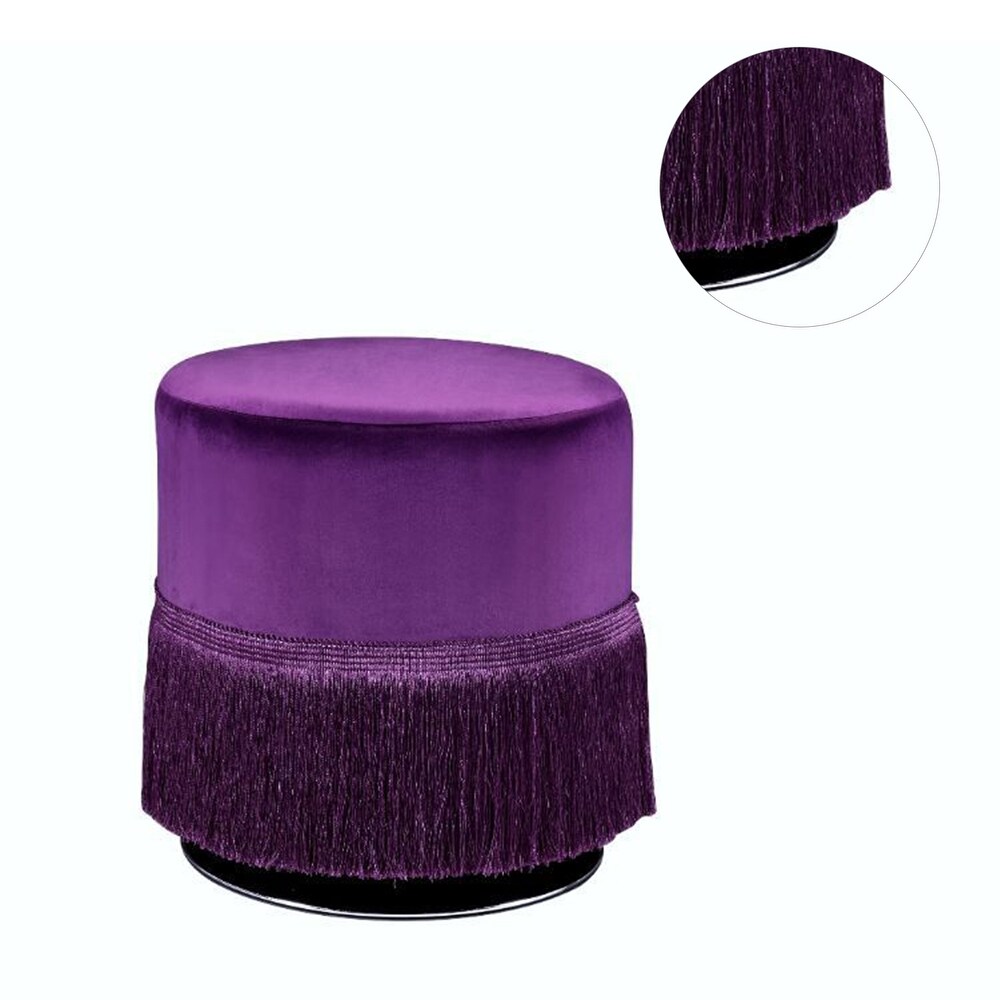 Round Ottoman with Fringe Base