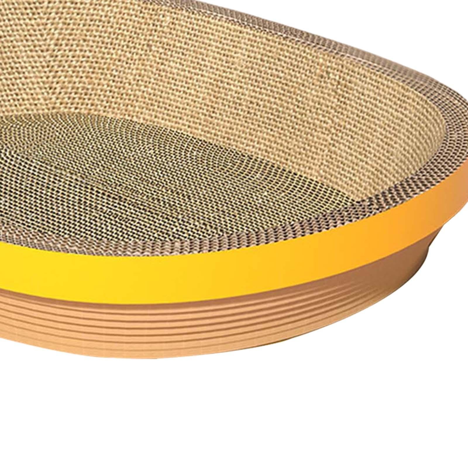 Cat Scratcher Cardboard Oval Corrugated Cat Scratcher Bowl Wear Resistant Nest Bed Scratch Pad for Grinding Claw Training Toy Pet Supplies Yellow Edge