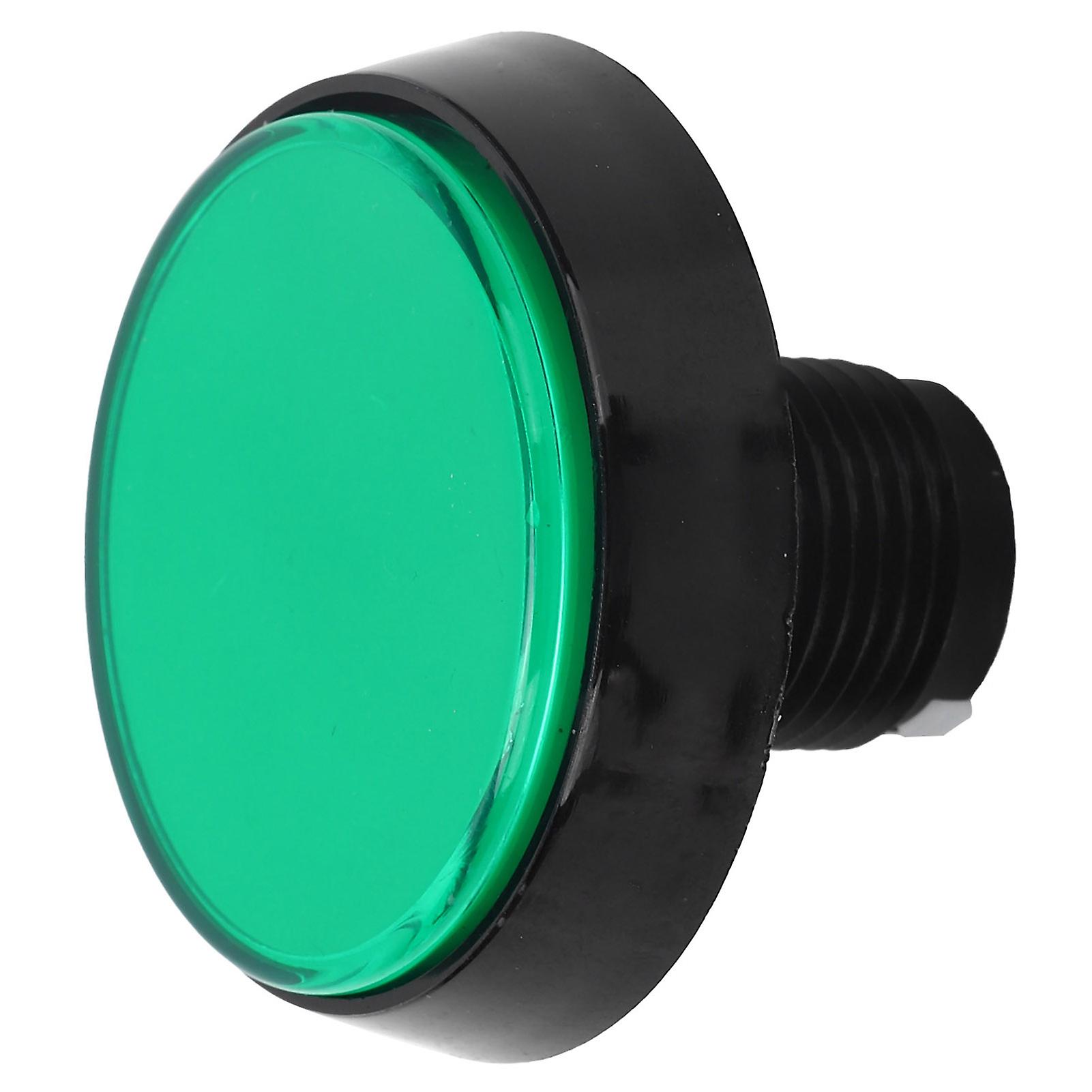 60mm Big Round Flat Button with LED Light 3‑Foot Switch for Crane Machine Game ConsoleGreen