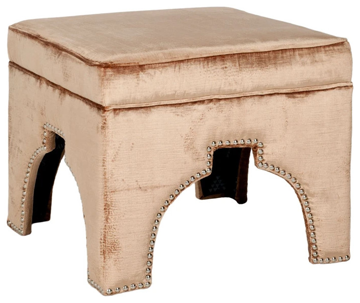 Cary Ottoman Silver Nail Heads Mink Brown   Transitional   Footstools And Ottomans   by Peachtree Fine Furniture  Houzz