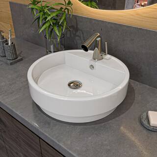 ALFI BRAND 19.13 in. Drop In Bathroom Sink in White ABC702