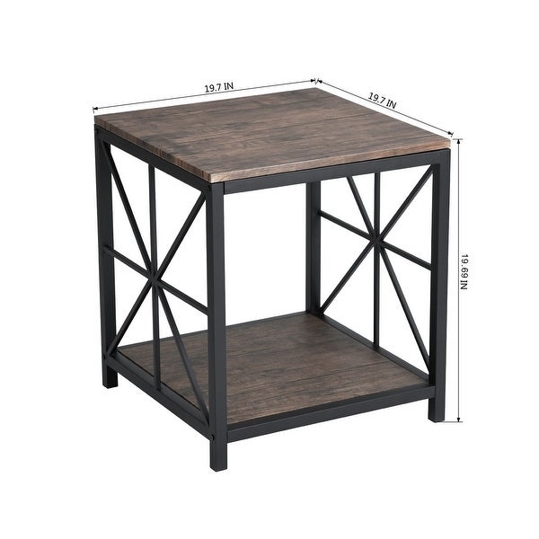 End Table/Side Table with 2-Tier Storage Shelf