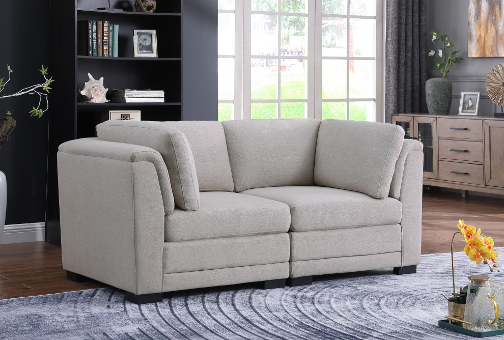 Kristin Light Gray Linen Loveseat   Transitional   Loveseats   by Lilola Home  Houzz