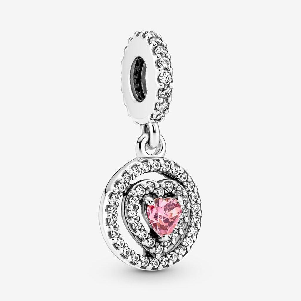 PANDORA  Sparkling Double Halo Heart Dangle Charm