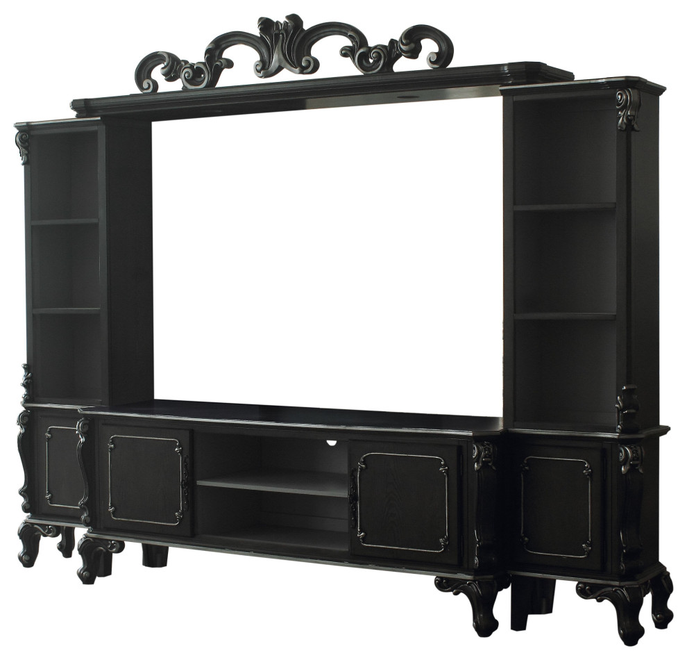 House Delphine Entertaiment Center  Charcoal Finish   Victorian   Entertainment Centers And Tv Stands   by Acme Furniture  Houzz