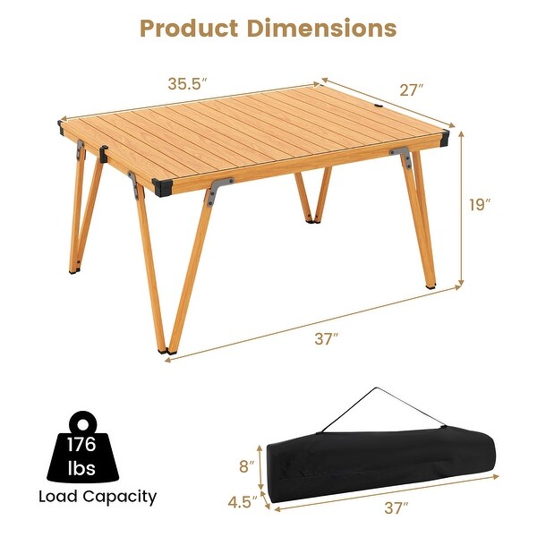 Gymax Folding Camping Table w/ Storage Bag and Waterproof Desktop