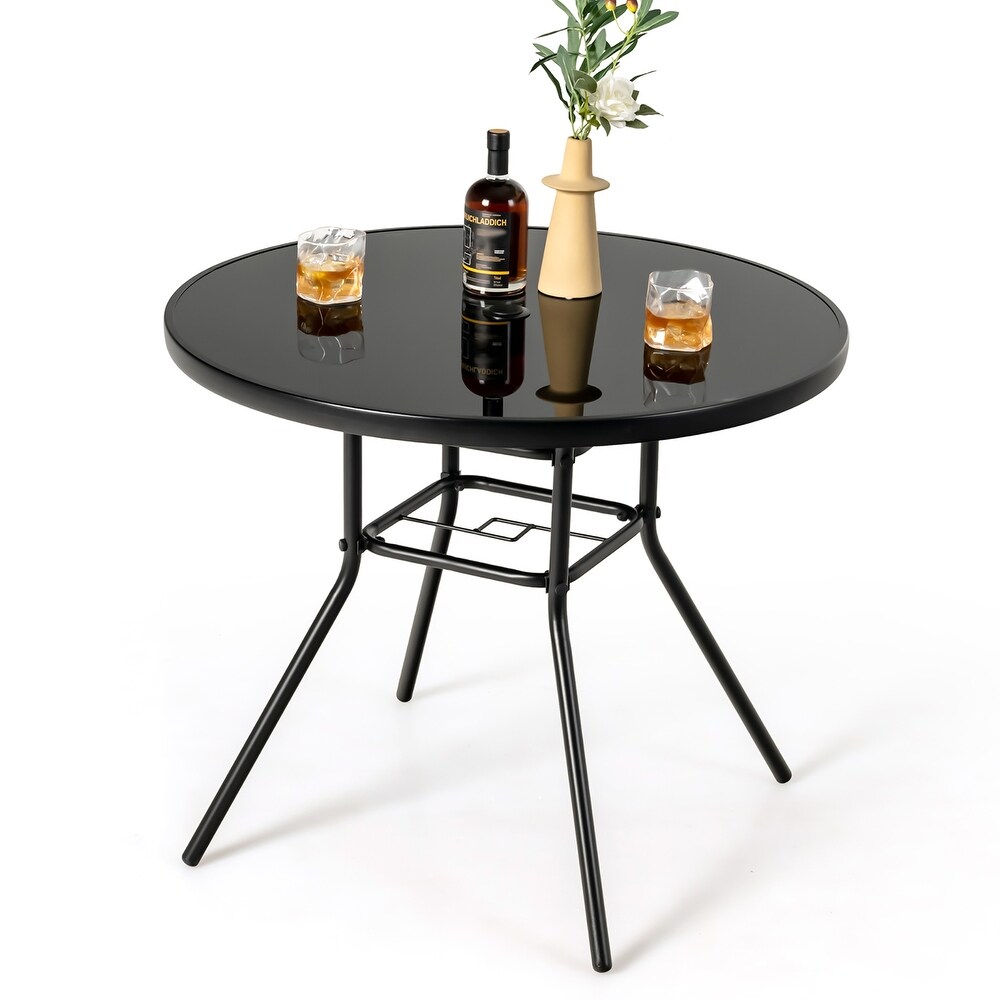 Costway 34 Inch Patio Dining Table Round Tempered Glass Tabletopwith   See Details