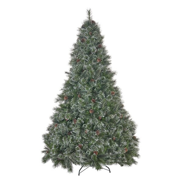 Snowy Pine and Mixed Needle 7foot Artificial Christmas Tree w/Pinecones by Christopher Knight Home