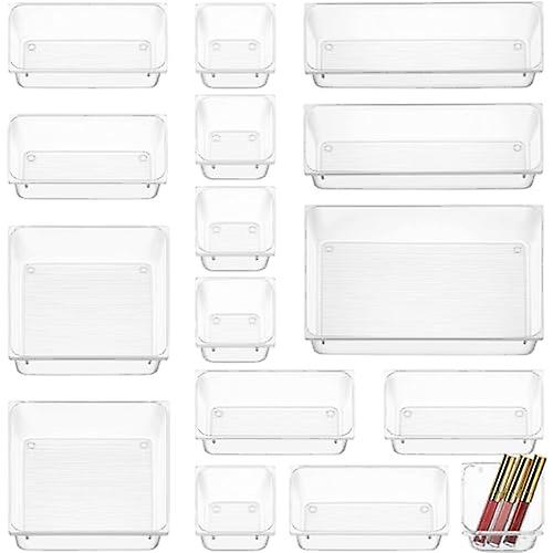 Vanity Organizer for Drawers | Transparent Drawer Organizer Bins - 5 Sizes Drawer Divider Tray for B