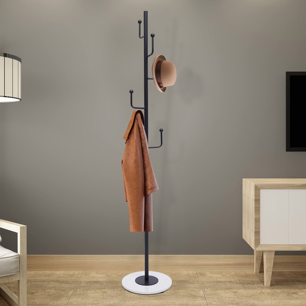 Metal Clothes Stand Hall Coat Tree with 6 Hooks