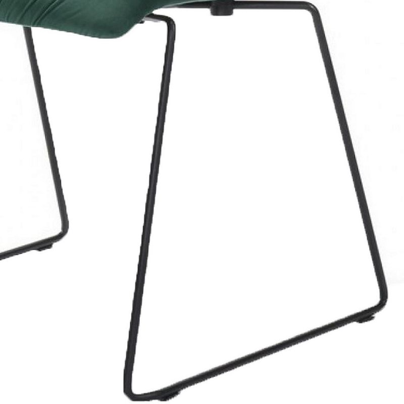 Fabric Tufted Metal Dining Chair with Sled Legs Support， Set of 2， Green